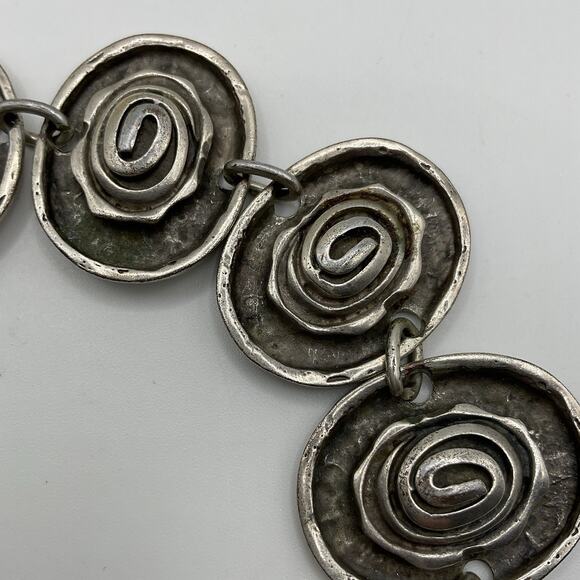 Vintage Seraglio Silver Tone Bracelet 6–7.5” • Egyptian/Middle Eastern Motif - Picture 11 of 14